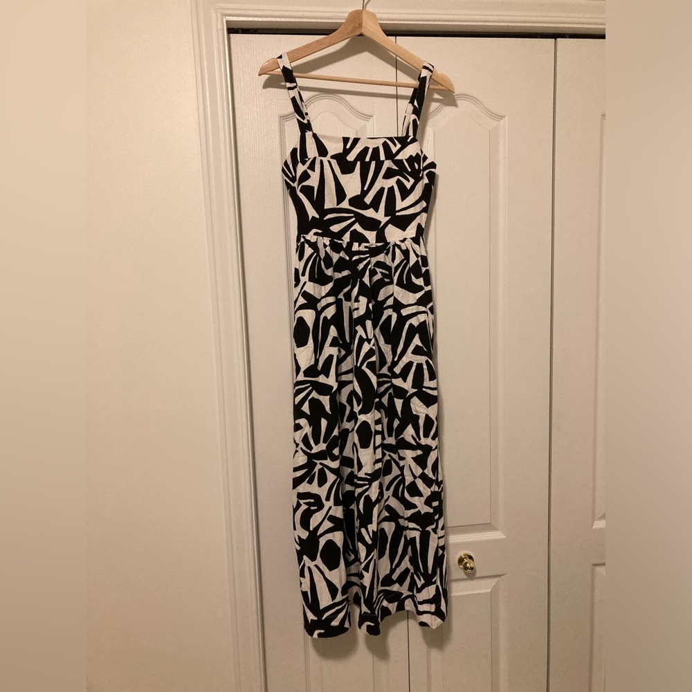 Linen square-neck maxi dress, size S
